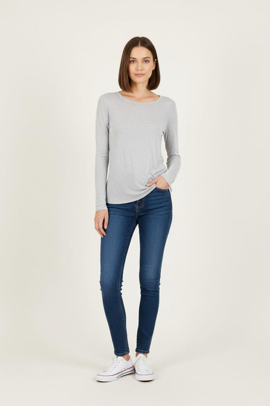 Tee-shirt Manches Longues Gris - Taille XS/34