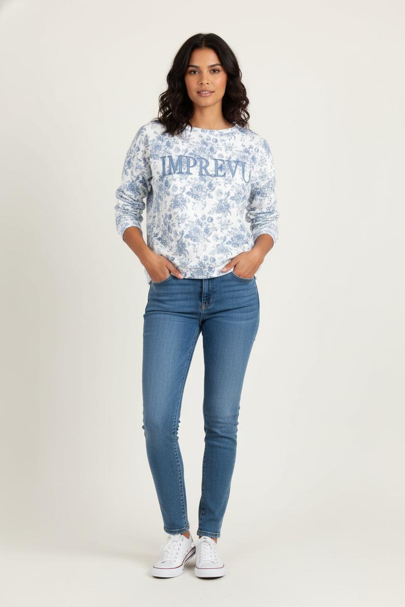 Sweat-shirt Blanc et Bleu - Taille TU