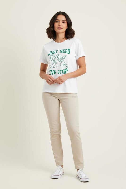 Tee-shirt Blanc et Vert - Taille M/38