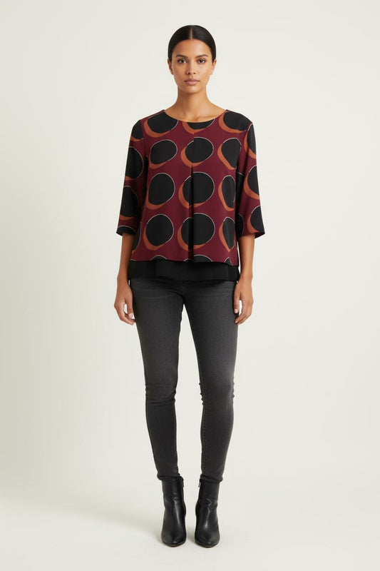 Blouse Bicolore Bordeaux et Noir - Taille XXL/44