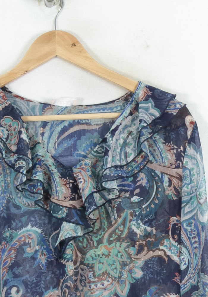 Blouse Bleue et Verte - Taille L/40