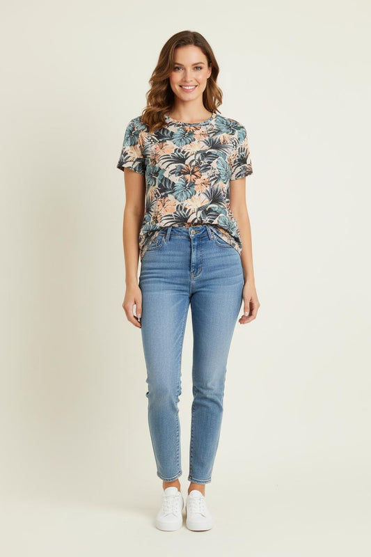 Tee-shirt Bleu et Beige - Taille L/40