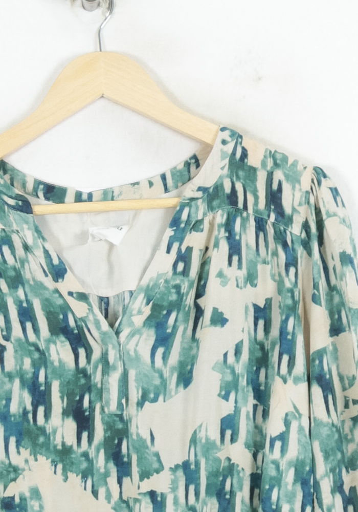 Blouse Verte et Blanche - Taille L/40