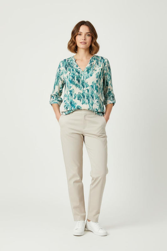 Blouse Verte et Blanche - Taille L/40