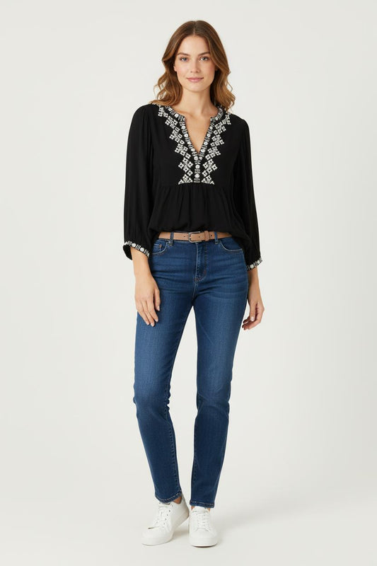 Blouse Noire et Blanche - Taille L/40