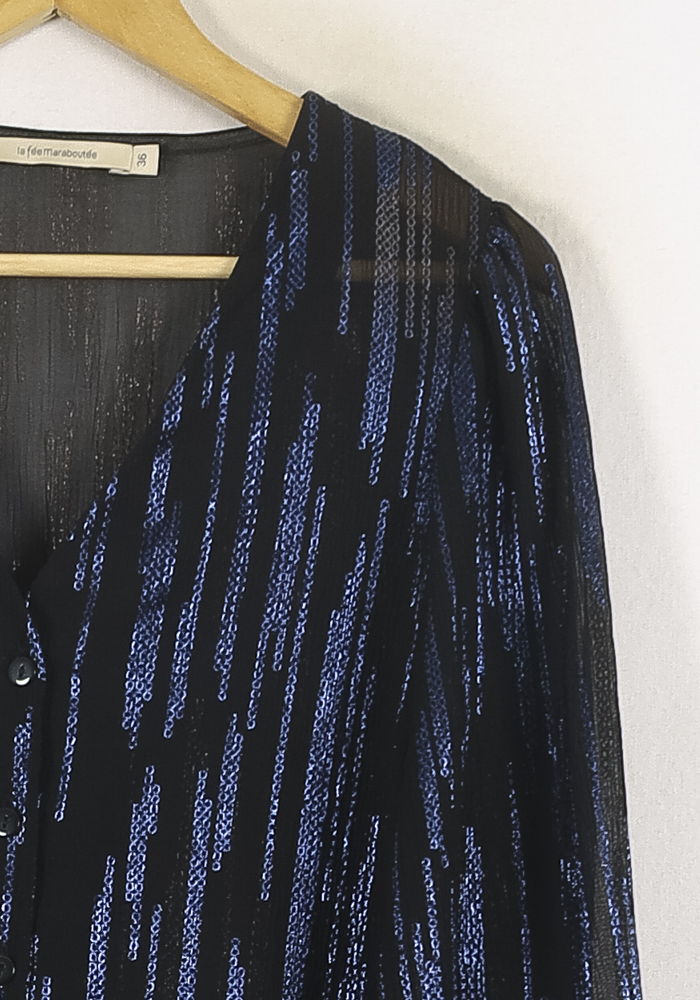 Blouse Noire et Bleue - Taille S/36