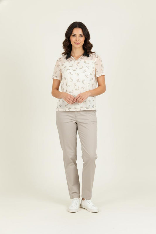 Chemisier Beige et Noir - Taille XS/34