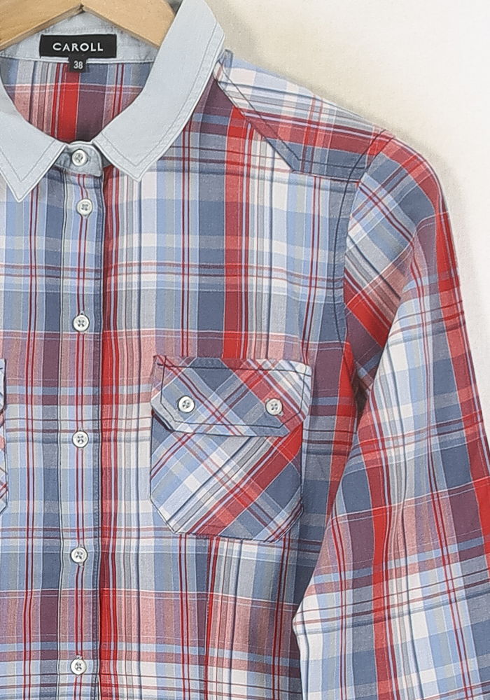 Chemise à Carreaux Bleue et Rouge - Taille M/38