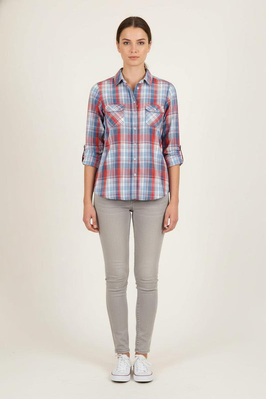 Chemise à Carreaux Bleue et Rouge - Taille M/38