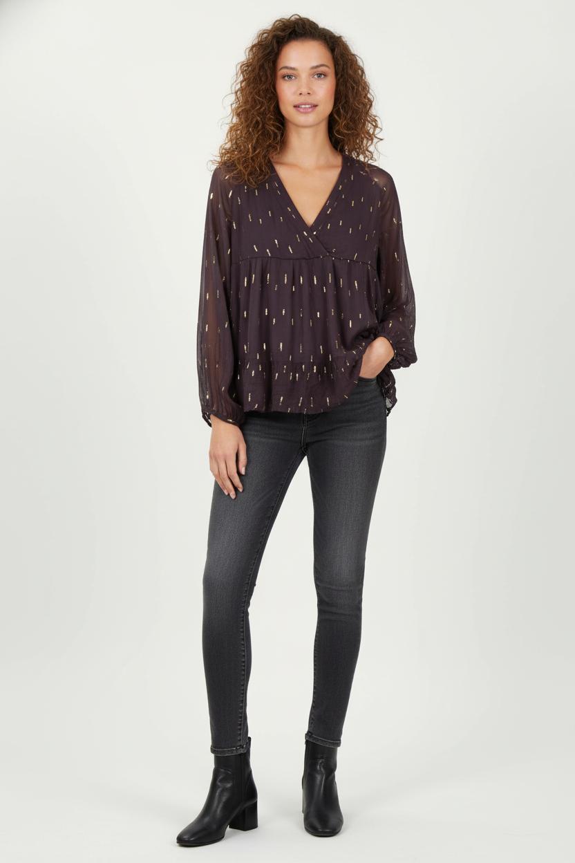 Blouse Noire et Dorée - Taille S/36