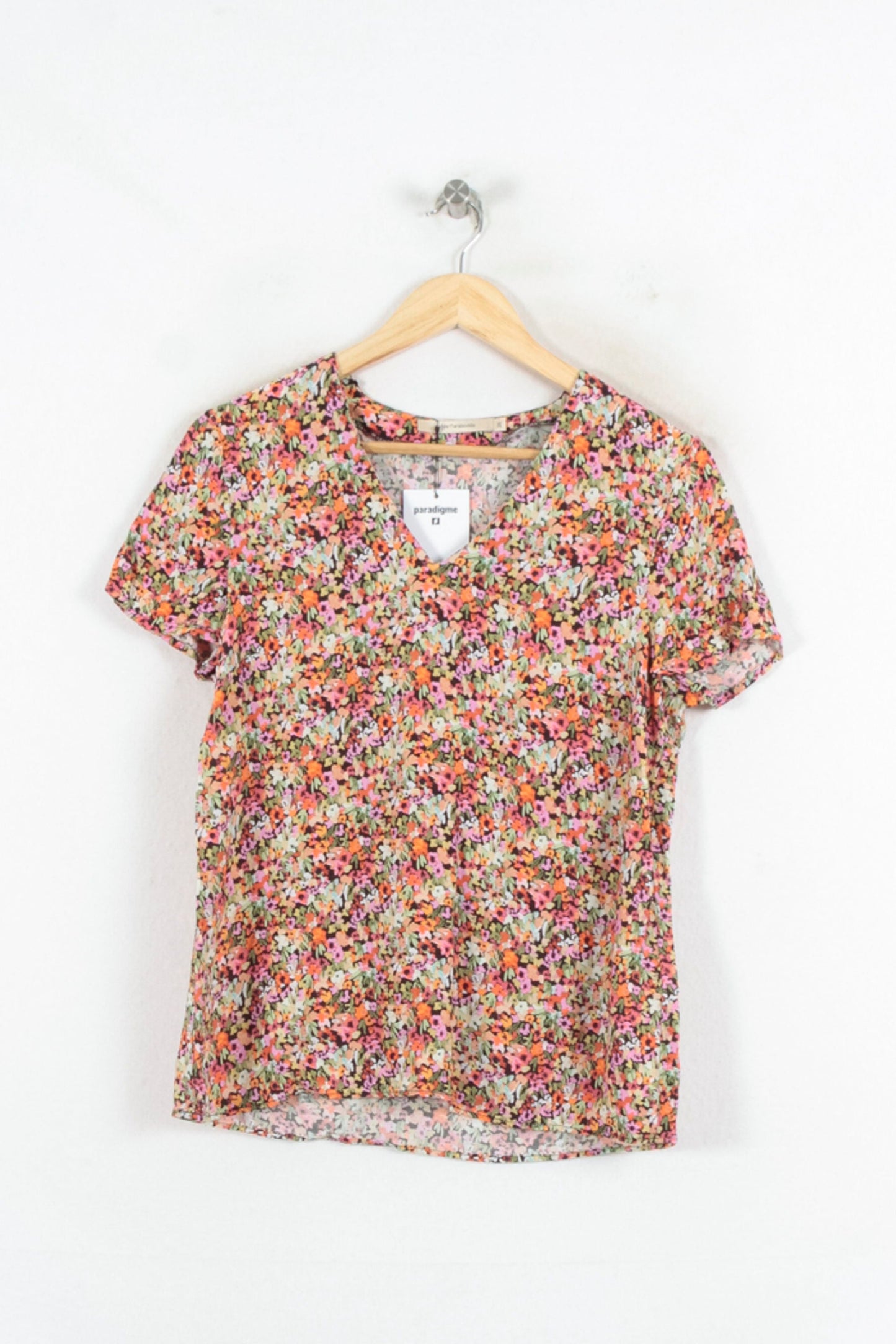 Blouse Fleurie Rose et Orange - Taille S/36