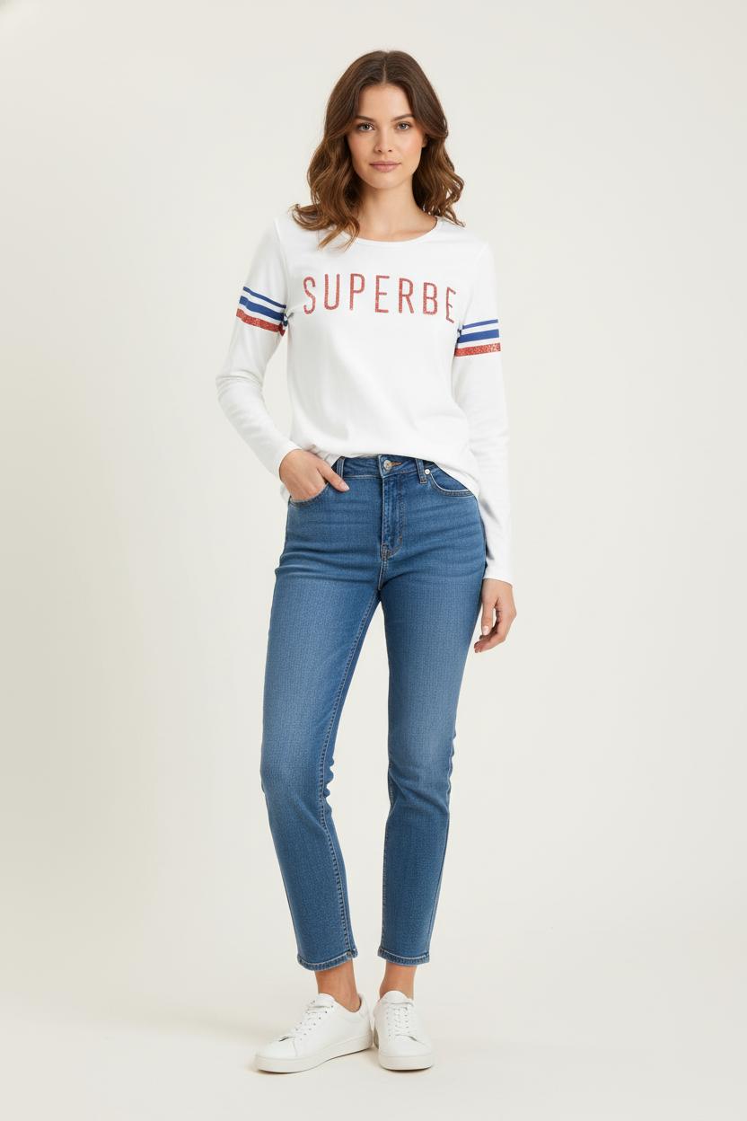 Tee-shirt manches longues blanc - Taille L/40