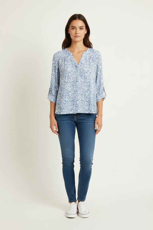 Blouse Bleue et Blanche - Taille M/38