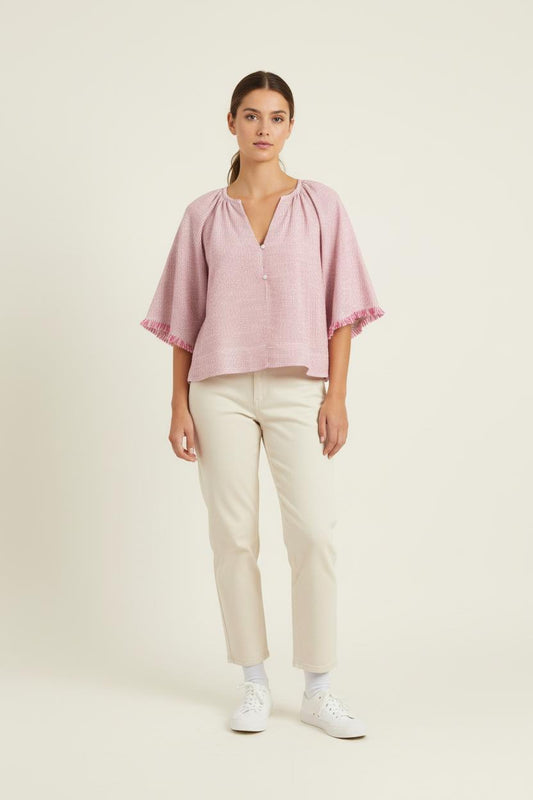 Blouse Rose et Blanc - Taille S/36