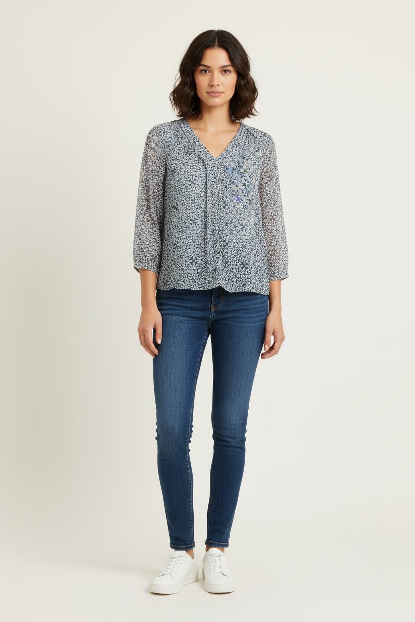 Blouse Bleue et Blanche - Taille M/38