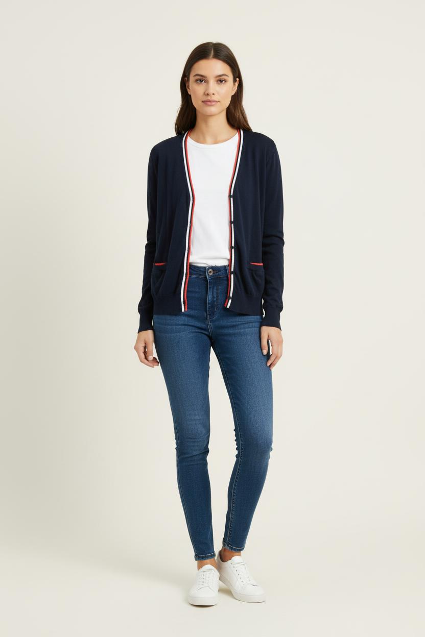 Cardigan Bleu et Rouge - Taille M/38