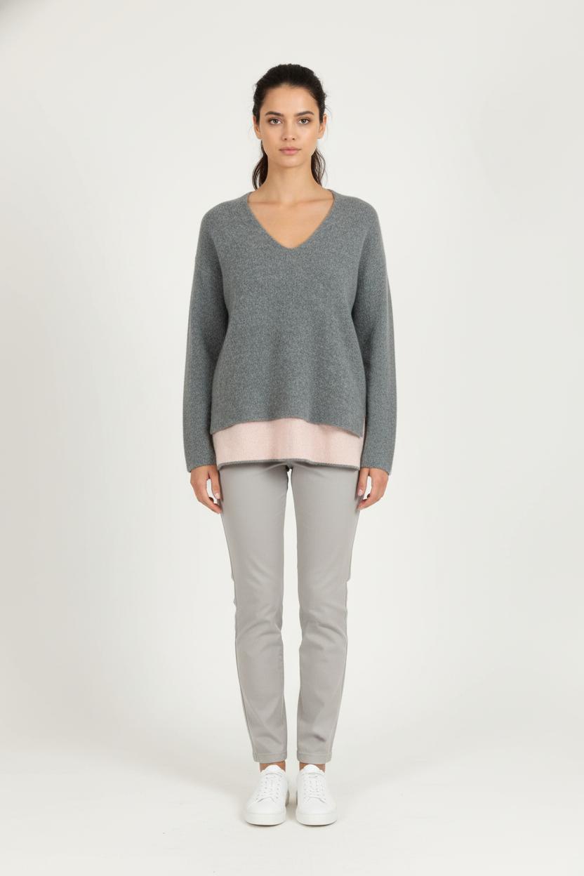 Pull Gris et Rose - Taille S/36