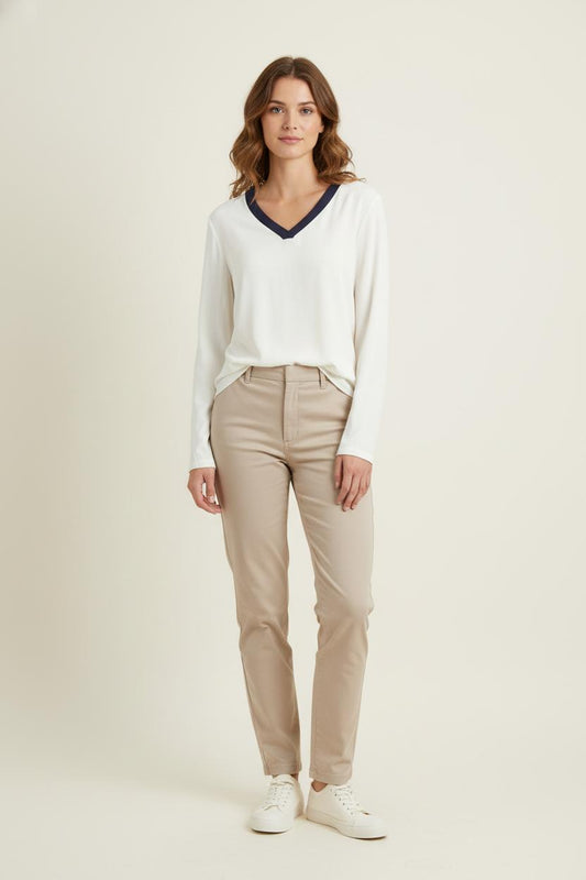 Blouse Blanche et Bleue - Taille S/36