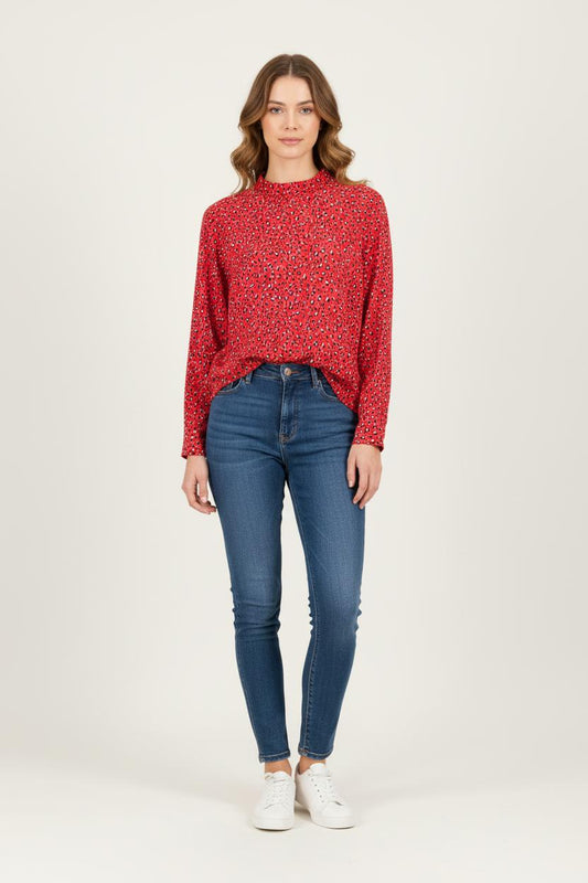 Blouse Rouge et Noir - Taille S/36