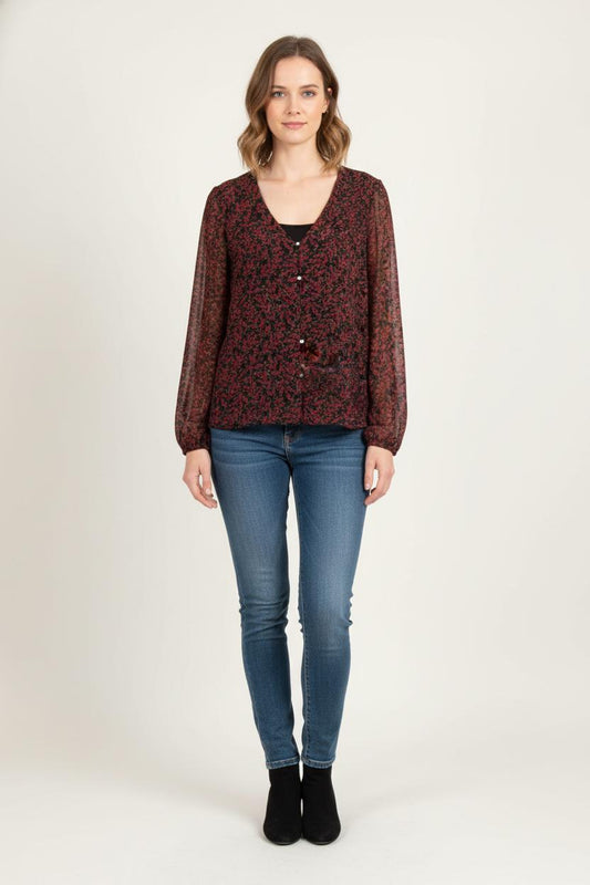 Blouse Noire et Rouge - Taille S/36