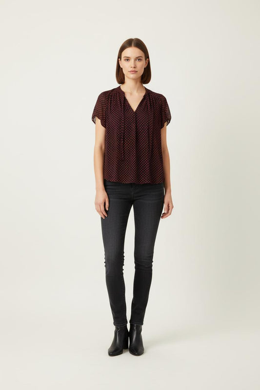 Blouse Noire et Rouge - Taille M/38