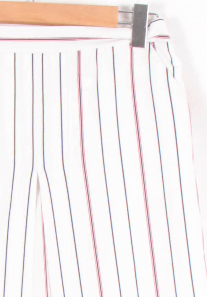 Jupe Midi Blanche à Rayures Bleues et Rouges - Taille XL/42