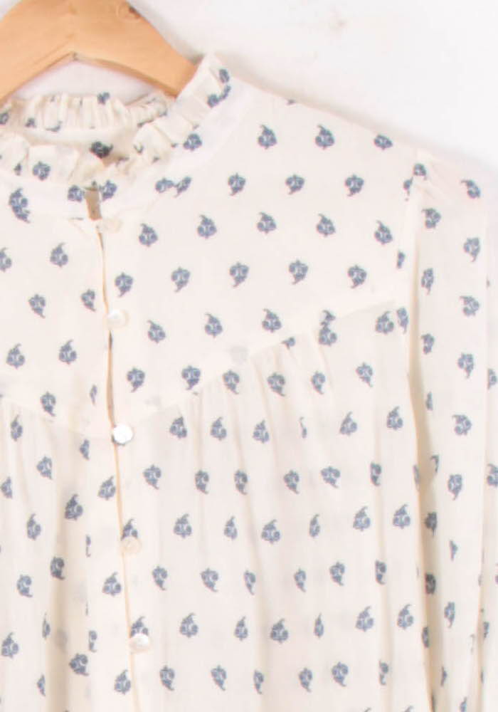 Blouse Blanche et Bleue - Taille S/36