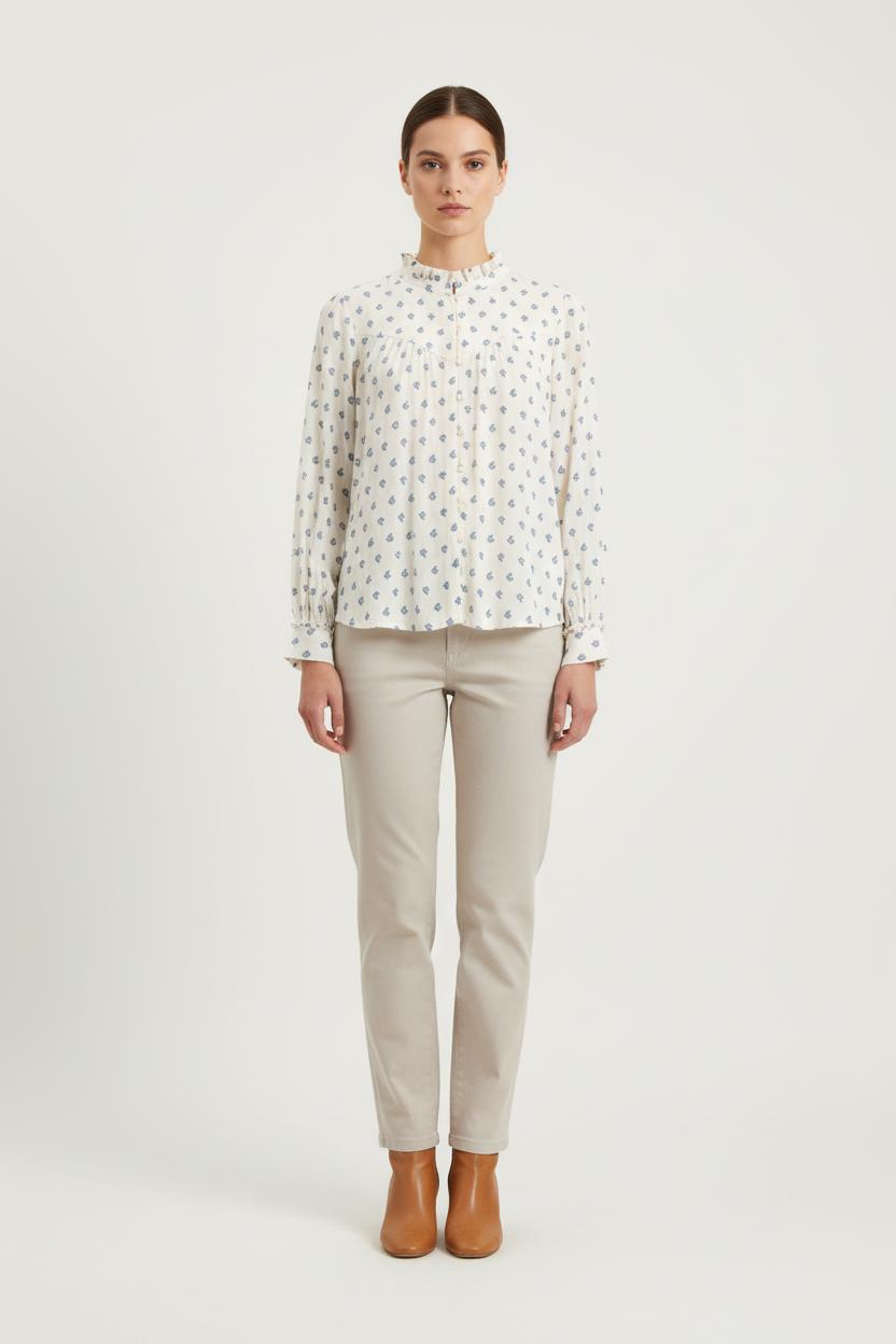 Blouse Blanche et Bleue - Taille S/36