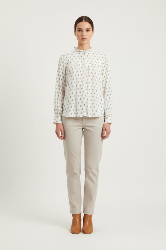 Blouse Blanche et Bleue - Taille S/36