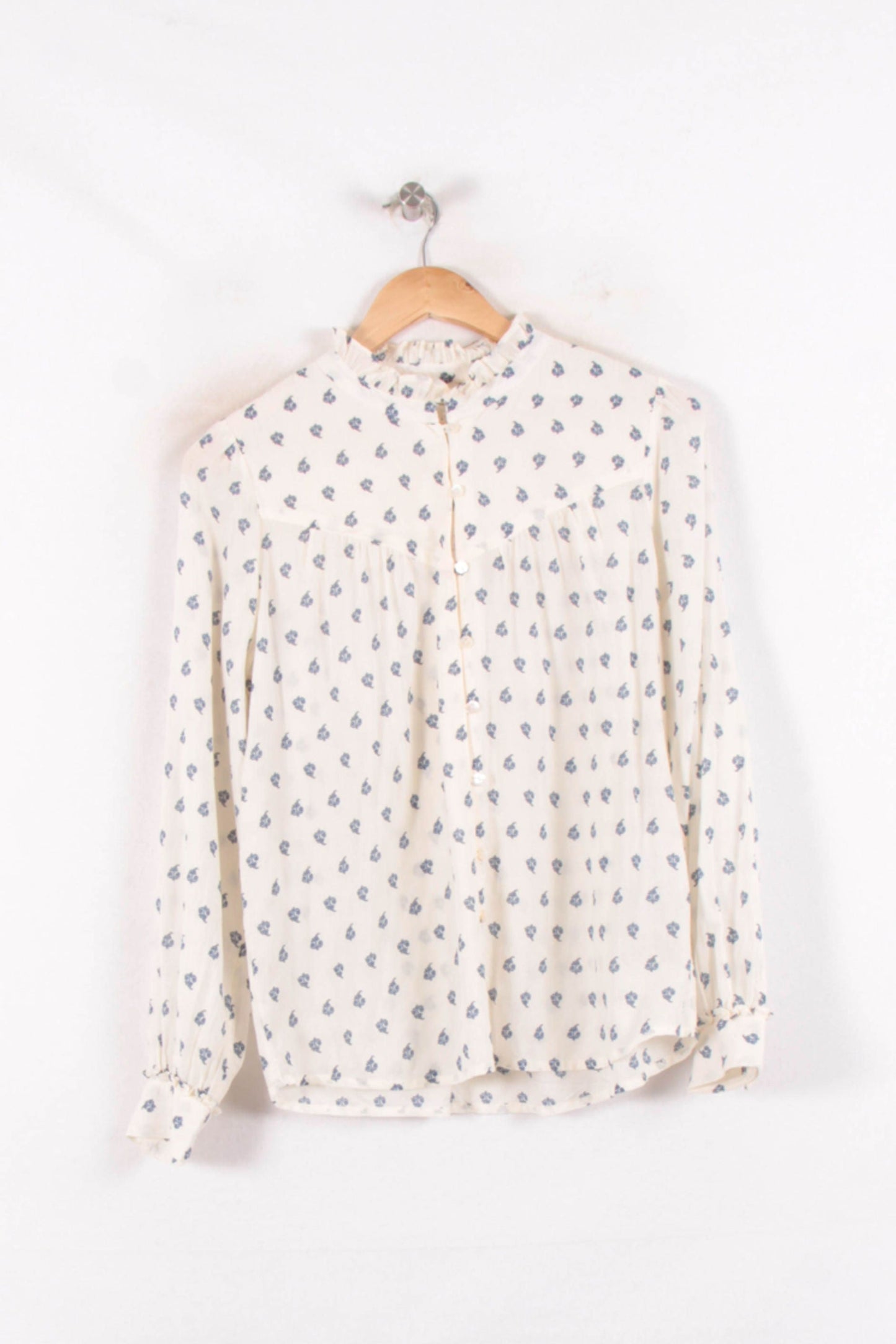 Blouse Blanche et Bleue - Taille S/36