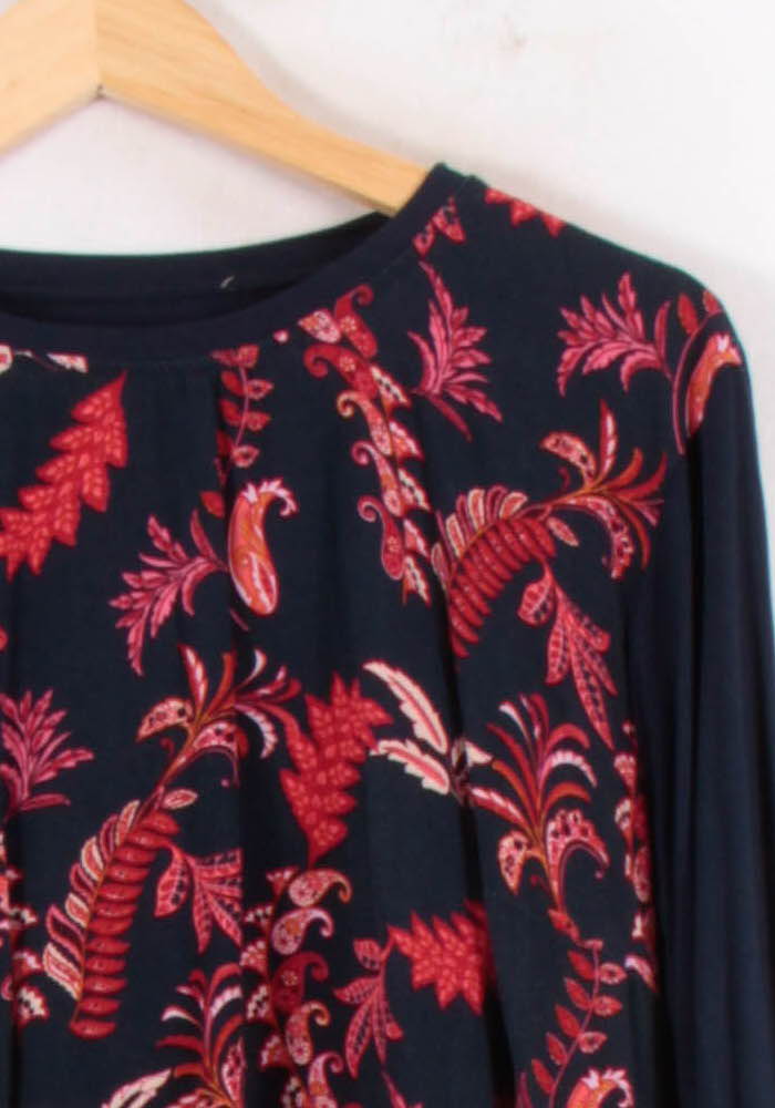 Tee-shirt Manches Longues Bleu Marine et Rouge - Taille L/40