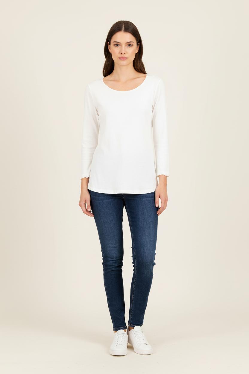 T-shirt Manches Longues Blanc - Taille M/38