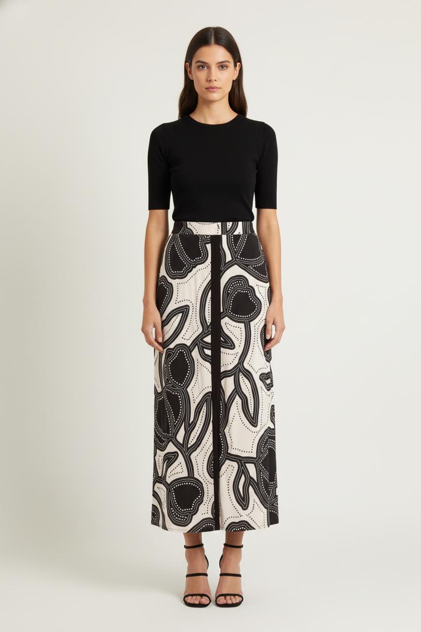 Jupe Longue Noire et Blanche - Taille L/40