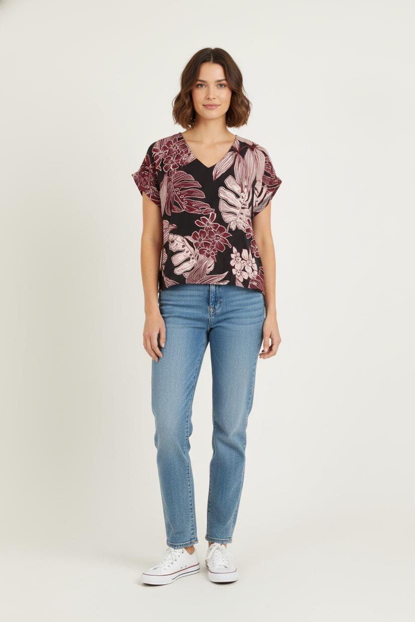 Blouse Noire et Bordeaux - Taille S/36