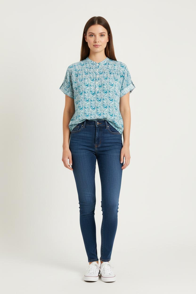 Blouse Bleu et Blanche - Taille S/36