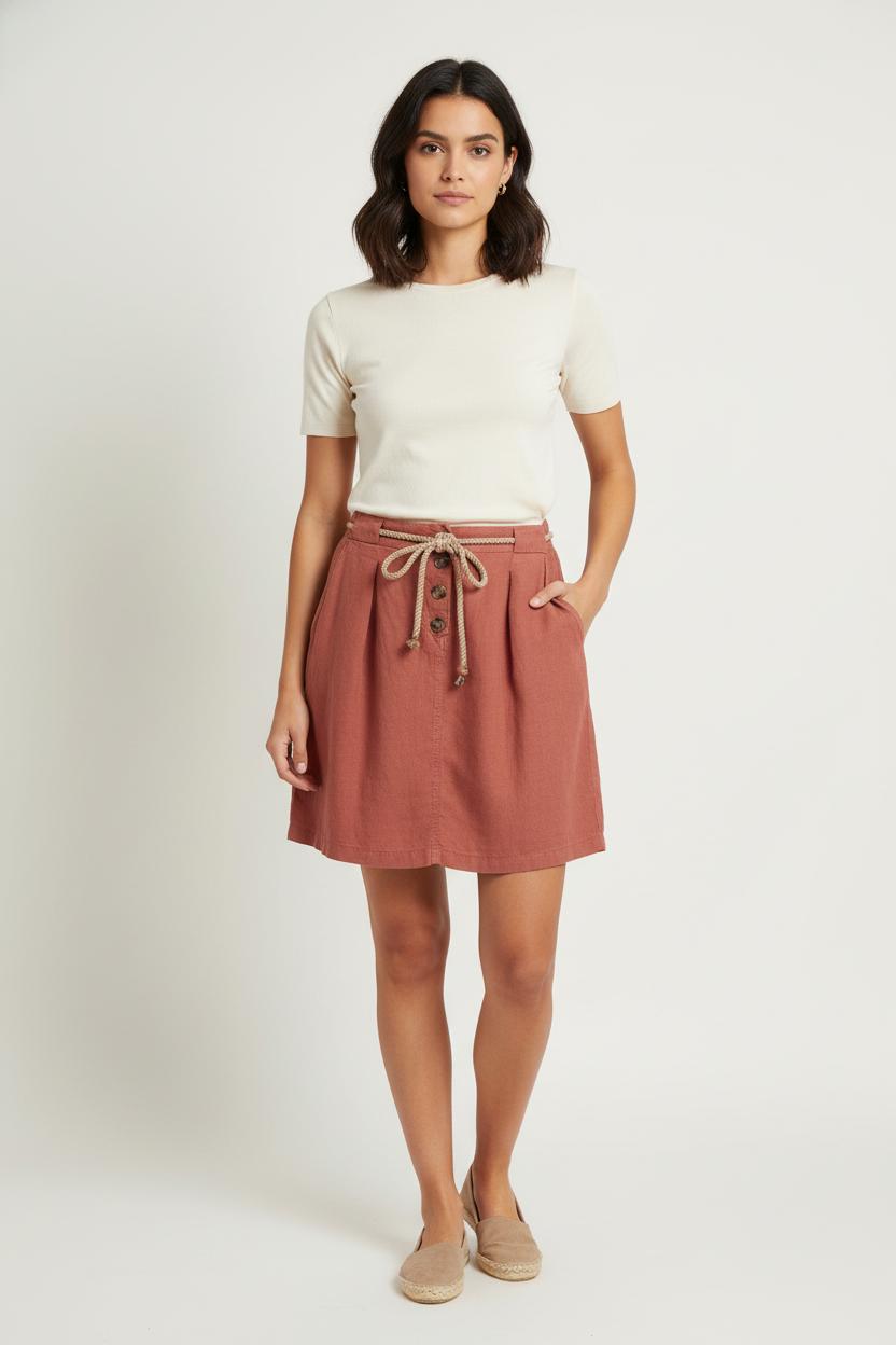 Jupe Boutonnée Rouge - Taille M/38