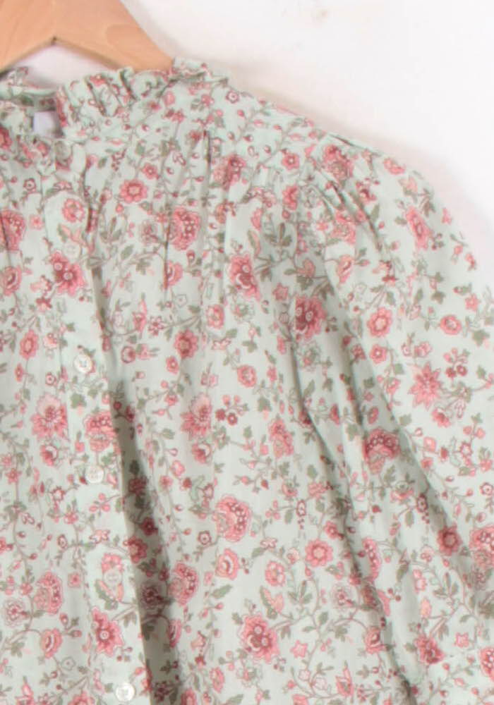 Blouse Verte et Rose - Taille XS/34