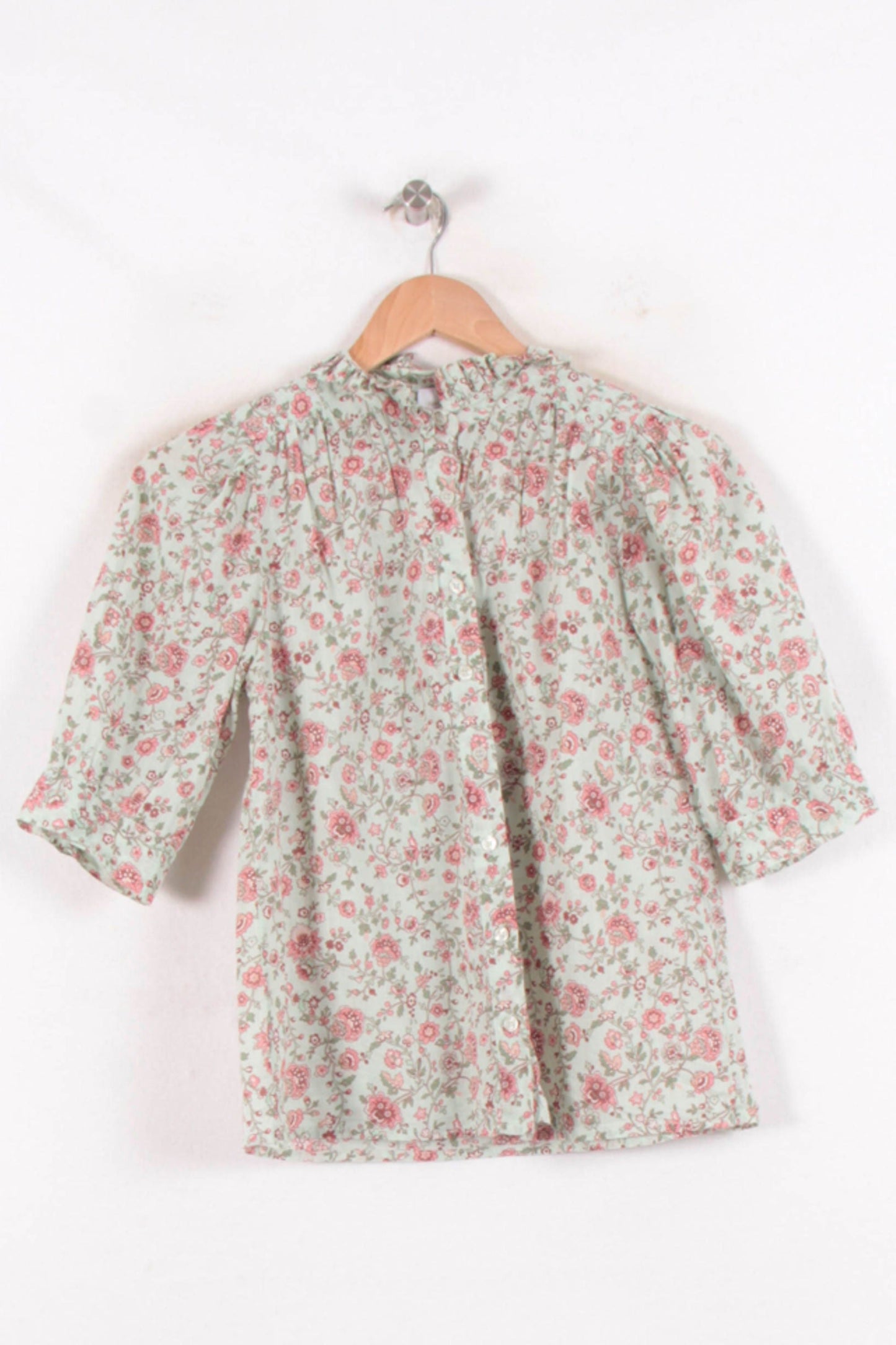 Blouse Verte et Rose - Taille XS/34