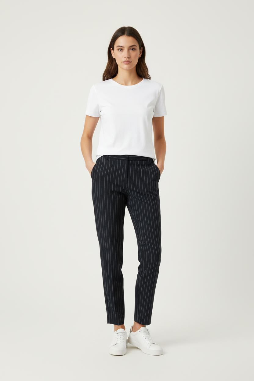 Pantalon Bleu à Rayures Blanches - Taille M/38
