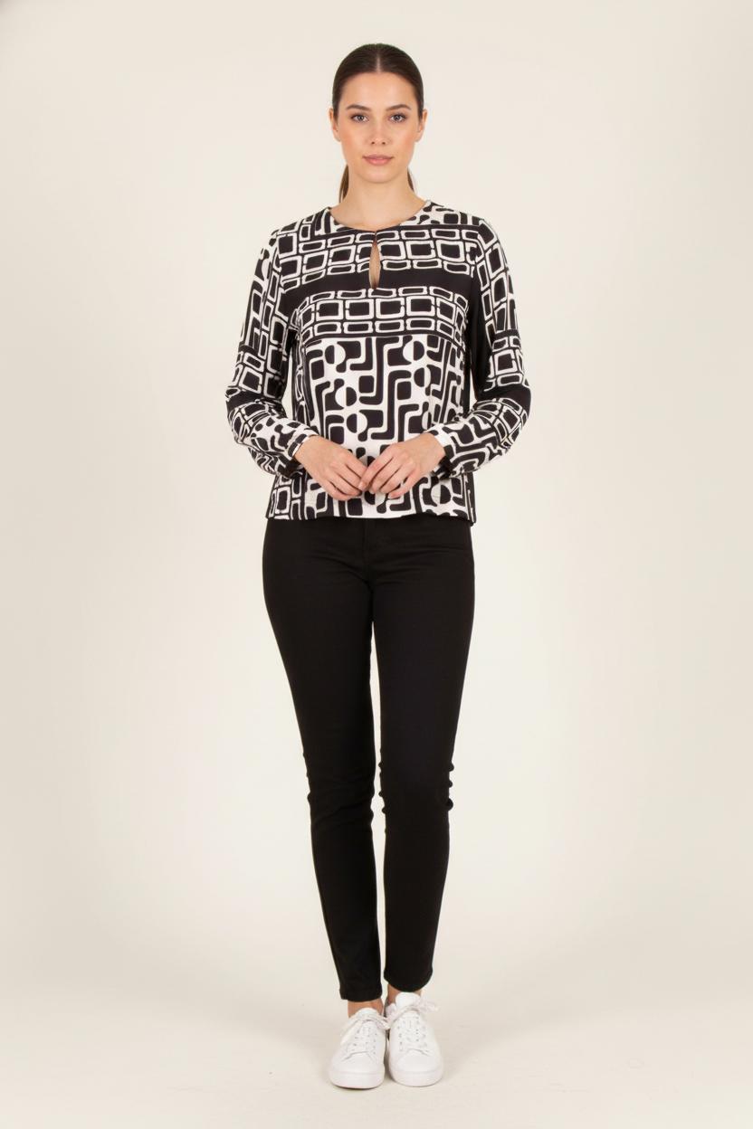 Blouse Noire et Blanche - Taille S/36