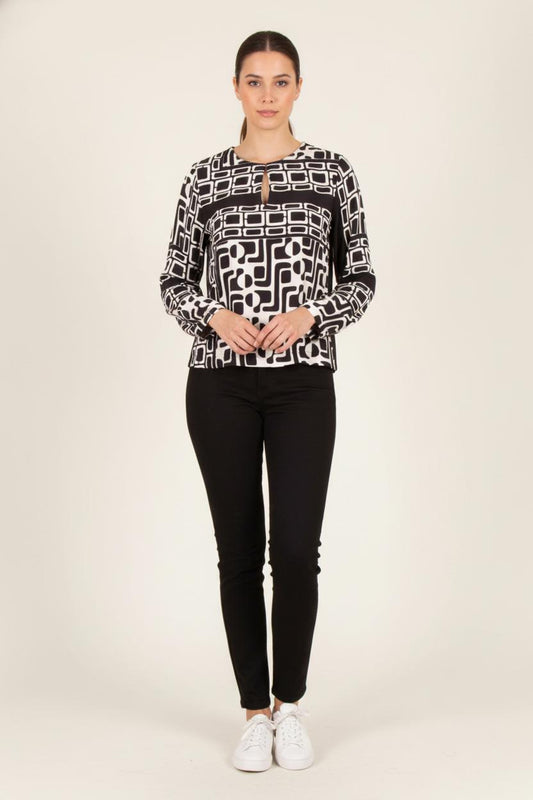 Blouse Noire et Blanche - Taille S/36