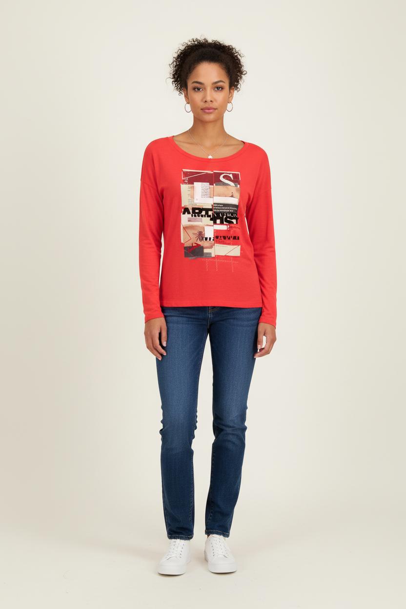 Tee-shirt manches longues rouge - Taille M/38