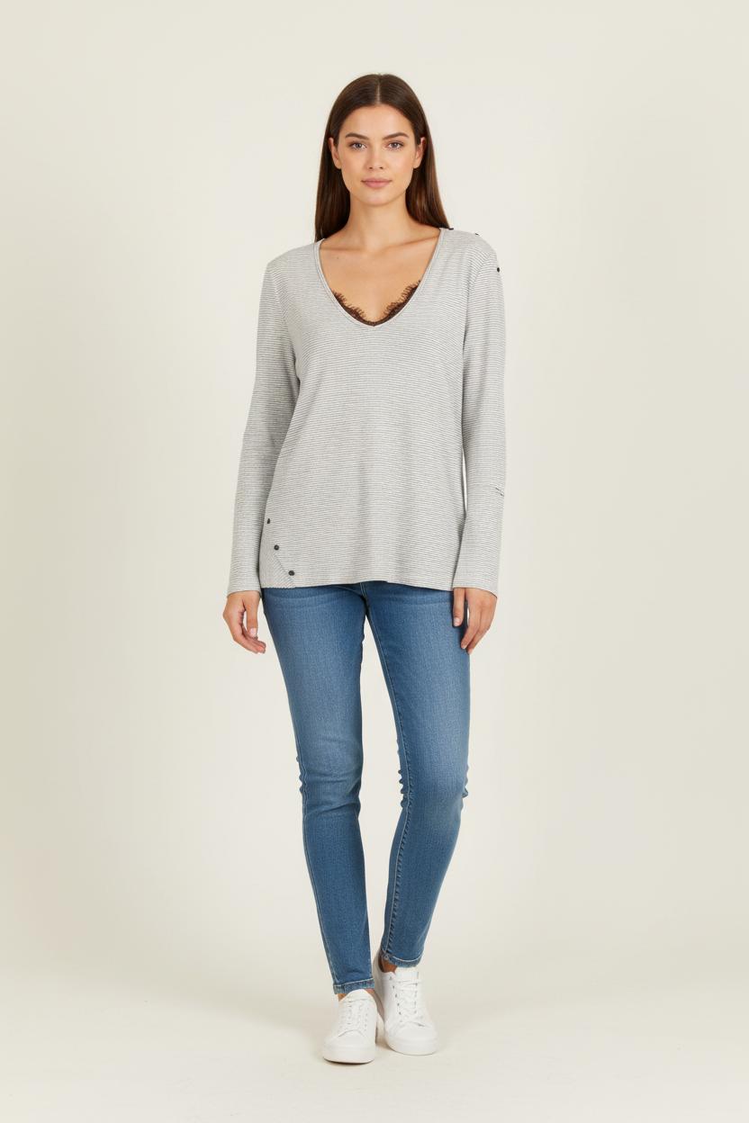 Tee-shirt Manches Longues Gris - Taille XL/42