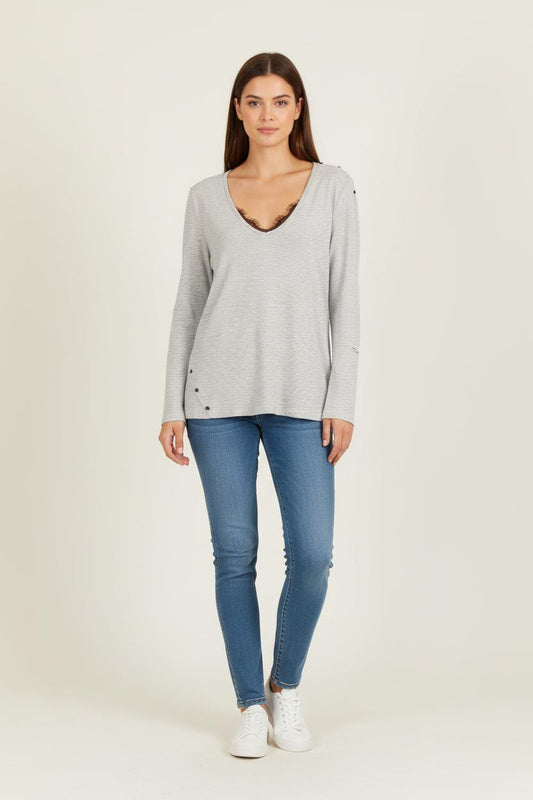 Tee-shirt Manches Longues Gris - Taille XL/42