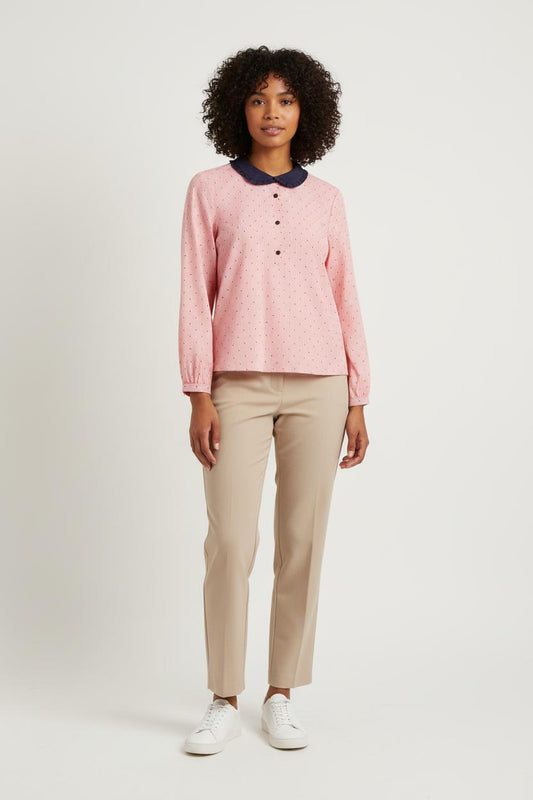 Blouse Rose et Bleu Marine - Taille S/36