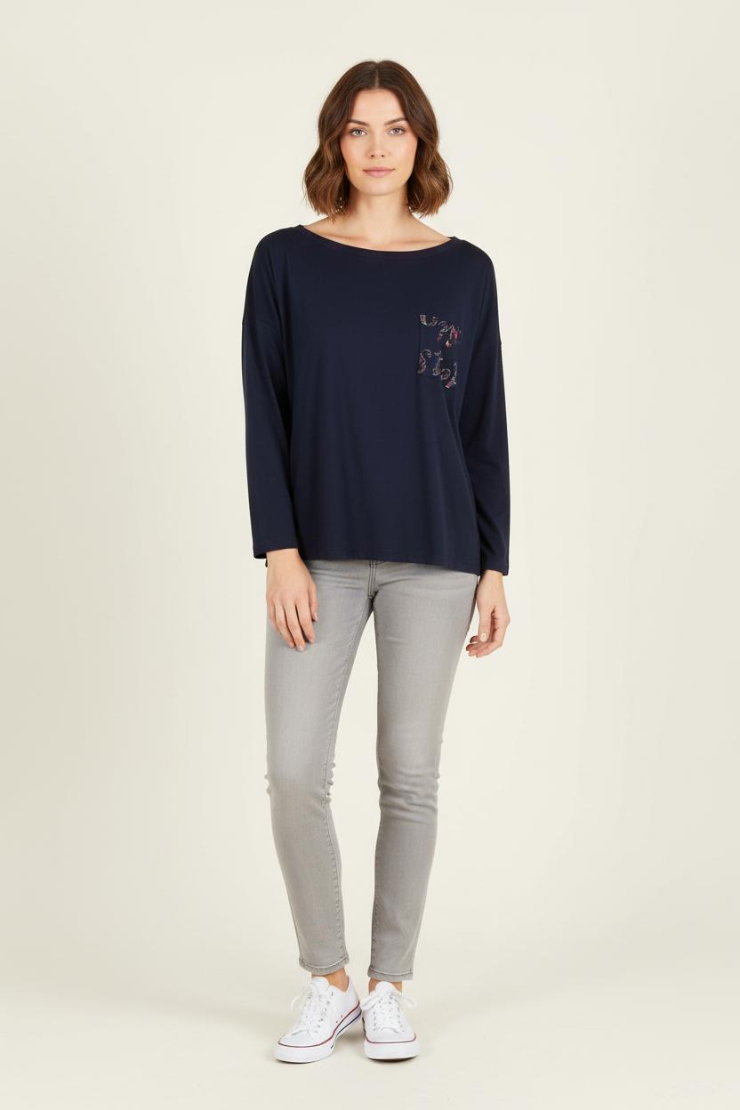 Tee-shirt Manches Longues Bleu - Taille XL/42