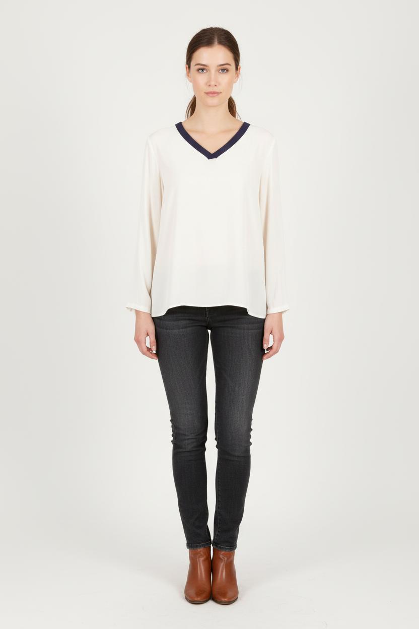 Blouse Blanche et Noire - Taille S/36