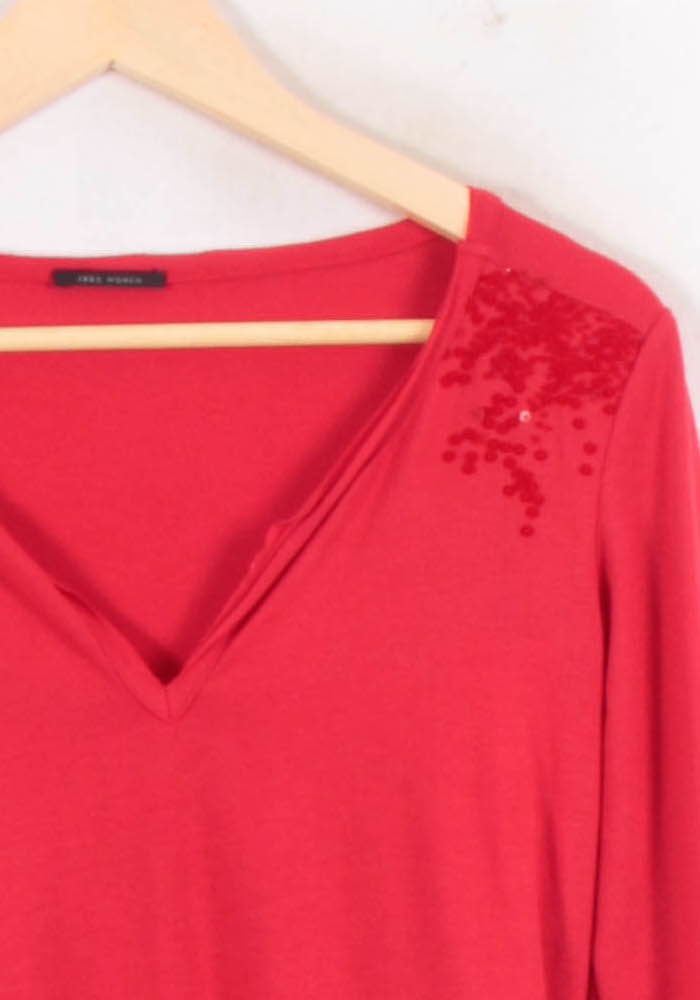 Tee-shirt Manches Longues Rouge - Taille XS/34