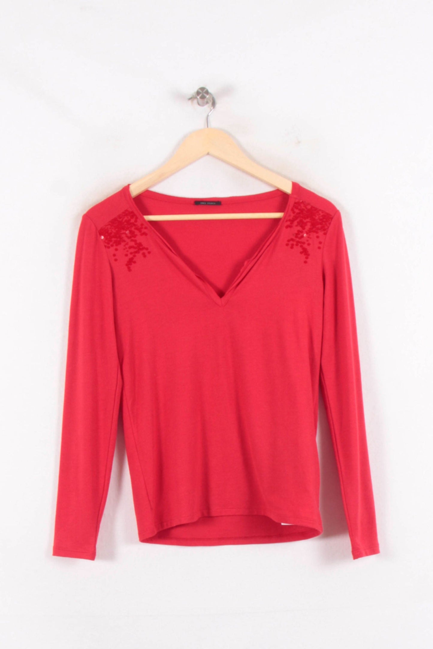 Tee-shirt Manches Longues Rouge - Taille XS/34