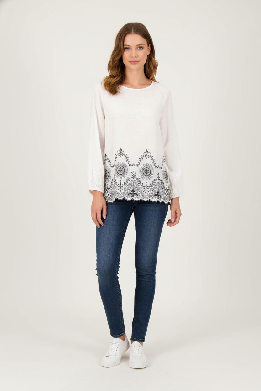 Blouse Blanche et Noire - Taille M/38